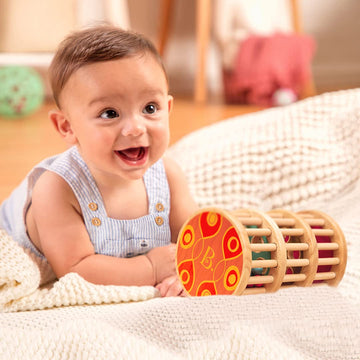 B. toys A-Maze Rain Rush Wooden Toy - Multicolor Crawling Rolling Tower for Toddlers - Developmental Dexterity Play