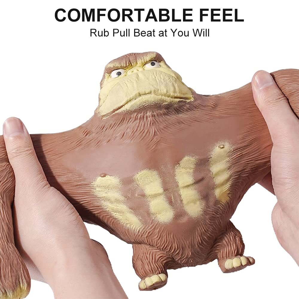 Tiefenets Squishy Monkey Toy - Stretchy Gorilla Action Figure, Brown, PVC, Middle Size, Model ZH002, Stress Relief for Kids