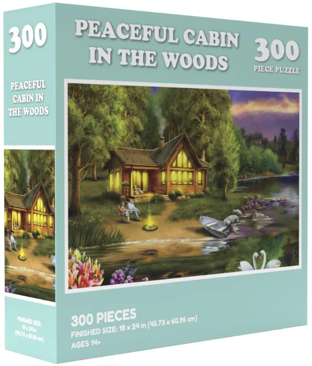VR Distribution 300 Piece Jigsaw Puzzle - Wilder Games Peaceful Cabin in The Woods, Multicolor, Paper, Model: WILD-178