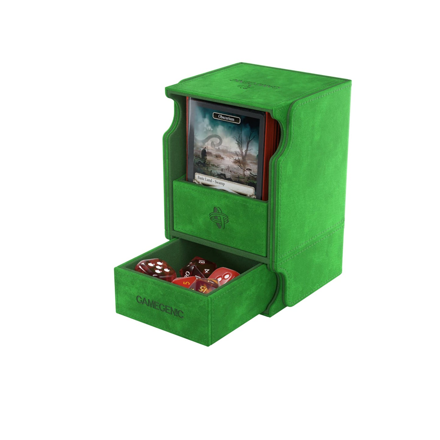 Watchtower 100+ Xl Convertible Deck Box | Double-Sleeved Card Storage | Card Game Protector | Nexofyber Surface | Holds Up To 100 Cards | Green Color | Made By Gamegenic (Ggs20106Ml)