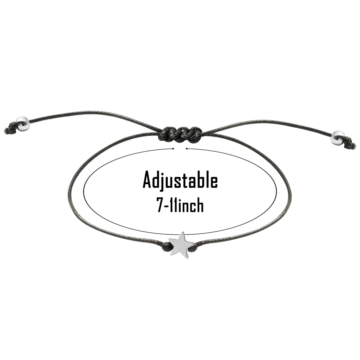 WATINC 13th Birthday Wish Bracelet, Adjustable Star Cord Bracelets with Make A Wish Cards, Friendship Simple Handmade Jewelry Bi