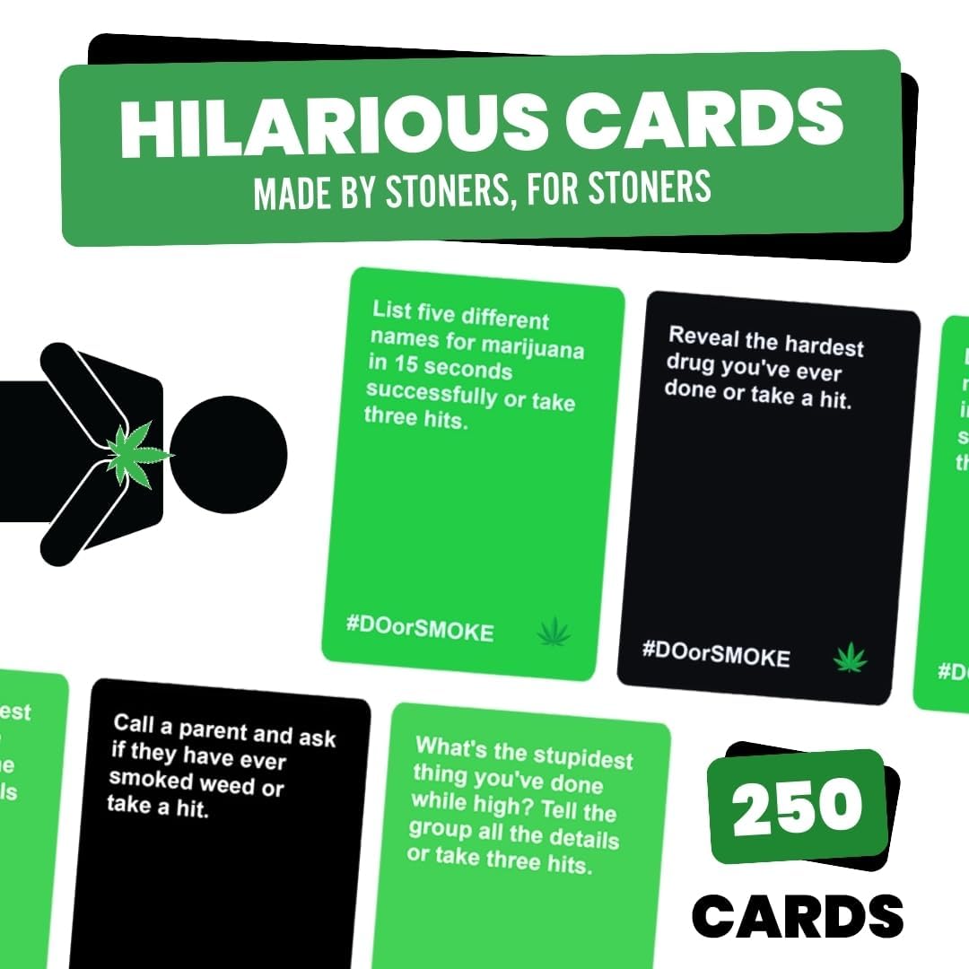 Do or Drink Do or Smoke Party Game - 250 Challenge Cards, Easy to Play, Green