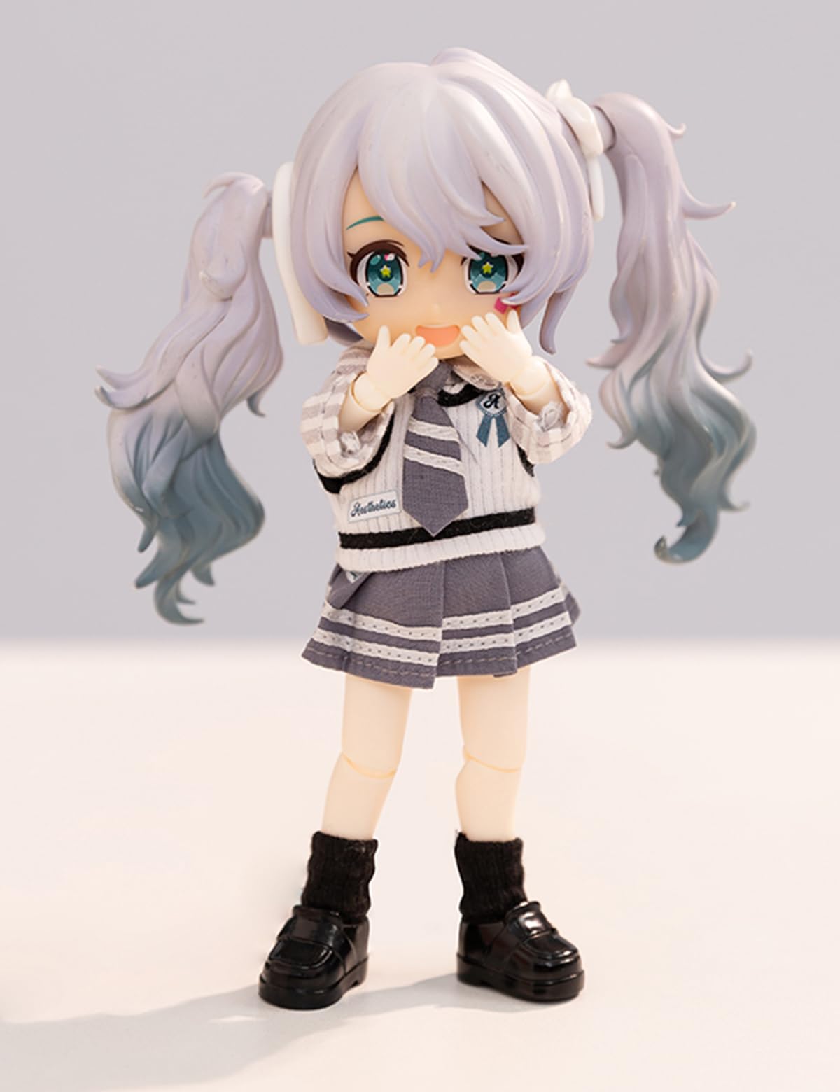 Ymy Ob11 Doll Clothes 1/12 Scale Shirt Tie Waistcoat Dress Girls Uniform Set For Bjd Gsc Doll Clothing(Blue)