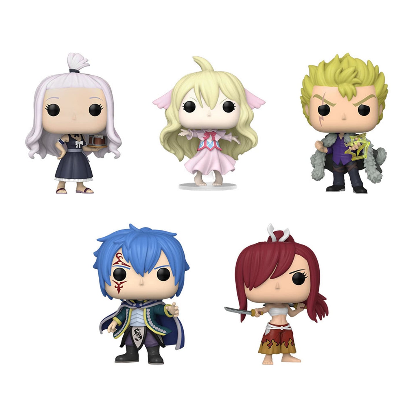 Funko Pop! Fairy Tail Set Of 5 - Erza Scarlet, Jellal Fernandes, Laxus Dreyar, Mavis Vermillion And Mirajane Strauss