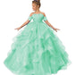 ZPVP Mint Green Girls Pageant Dress Long Ruffles Princess Flower Girl Dress Beaded Appliques Tulle Wedding Party Costumes US4