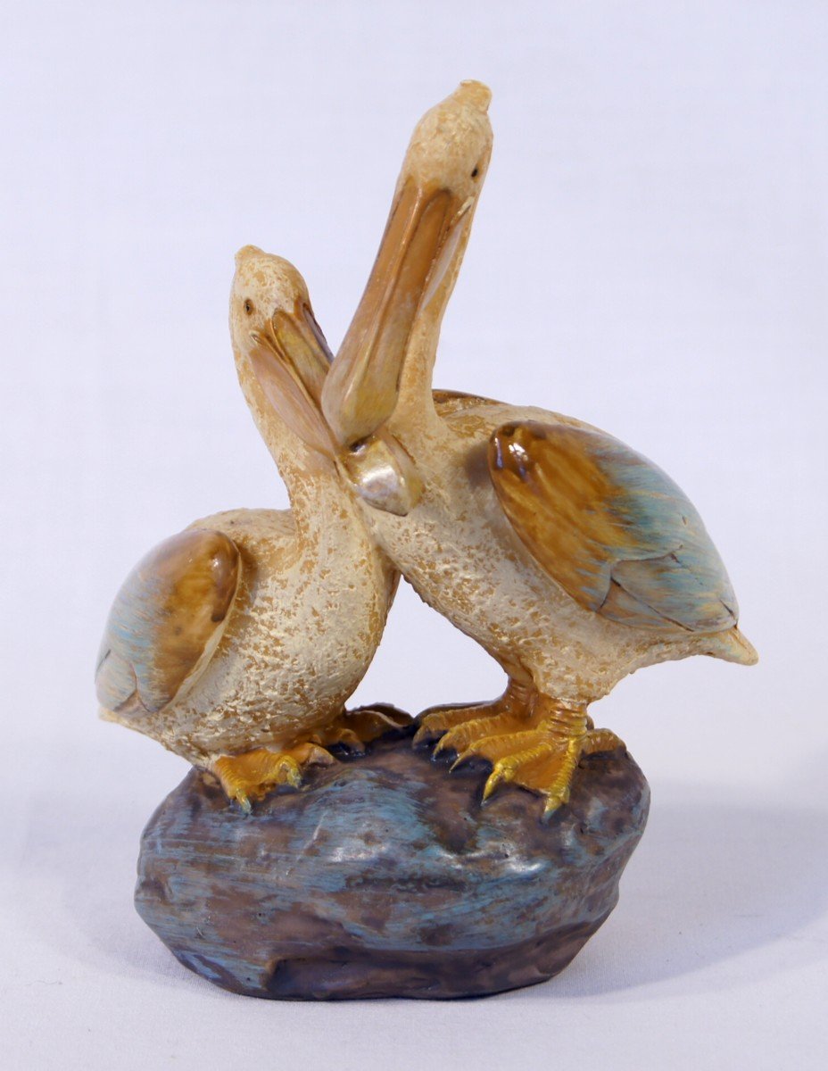 Sc Hand Painted Twin Pelican Bird Lovers Figurine 5.25'