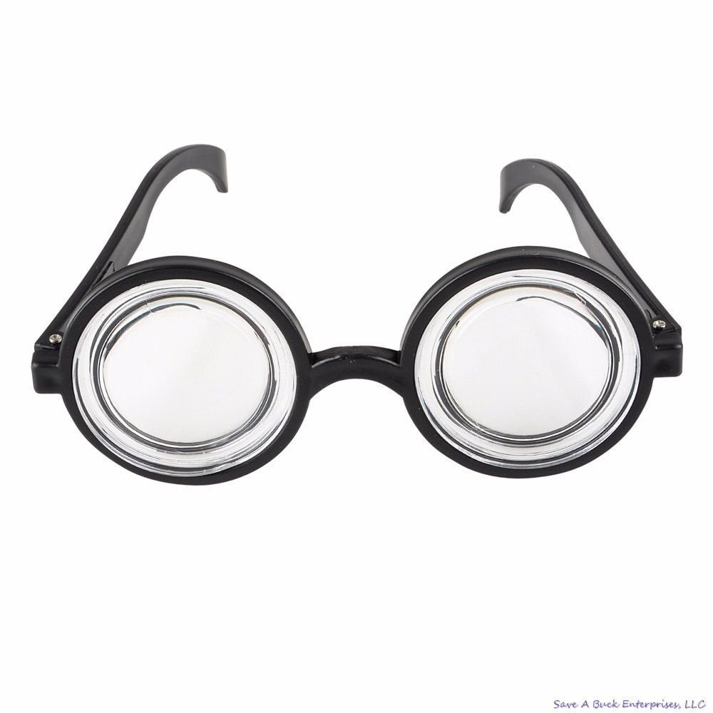 Rhode Island Novelty Round Bubbles Goggles - Black Plastic Bug Eyes Specs for Costume