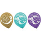 Amscan Mermaid Wishes Printed Latex Balloons, Multi Color, 12