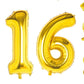 Shopping Time Golden Number Foil Balloons  (32 Inch) (16 Number)