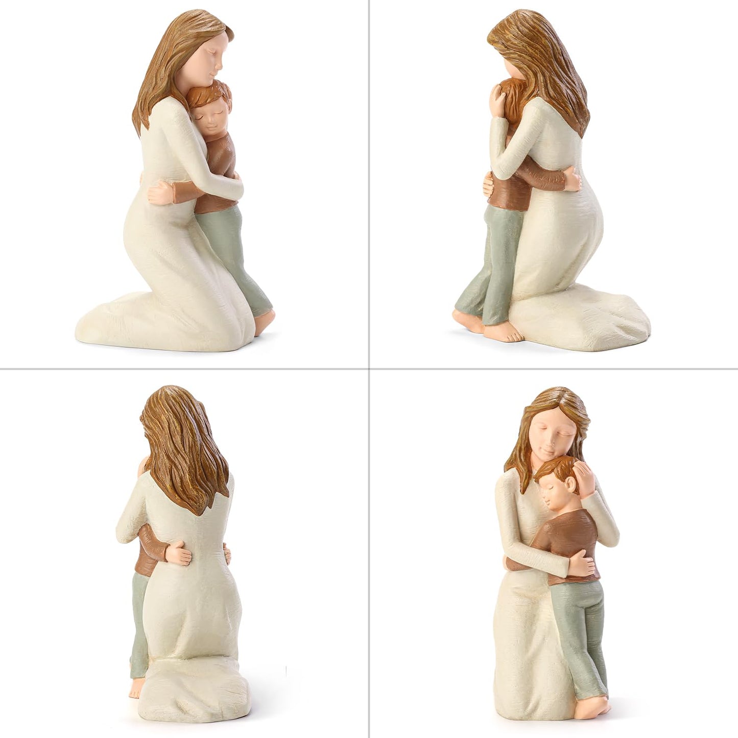 Hensonever Mother And Son Figurines, Sculpted Hand-Painted Mom And Son Statues Gifts For Mother’S Day Anniversary Birthday