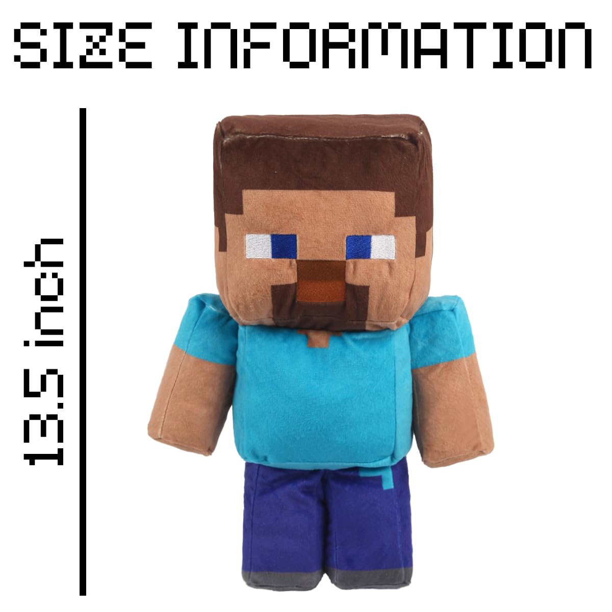 Pixel-Style Game Basic Plush Character Soft Toy  Video Game-Inspired Collectible Plushies Gifts for Kids & Fans (Steve)