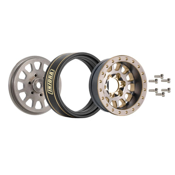 INJORA 1.0 Plus Brass Beadlock Wheel Rims 4PCS 12-Spoke Wheels for TRX4M SCX24 FCX24 1/24 1/18 RC Crawler, 42g/pcs(Grey)