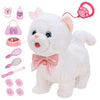 ZGZBLOCK Plush Toy Cat for Kids with Remote Control Leash Interactive Electronic Pets Toys Cat Walking Tongue Out Catcall & Wagging Tail Includes Toys Cat Accessories (White Cat)