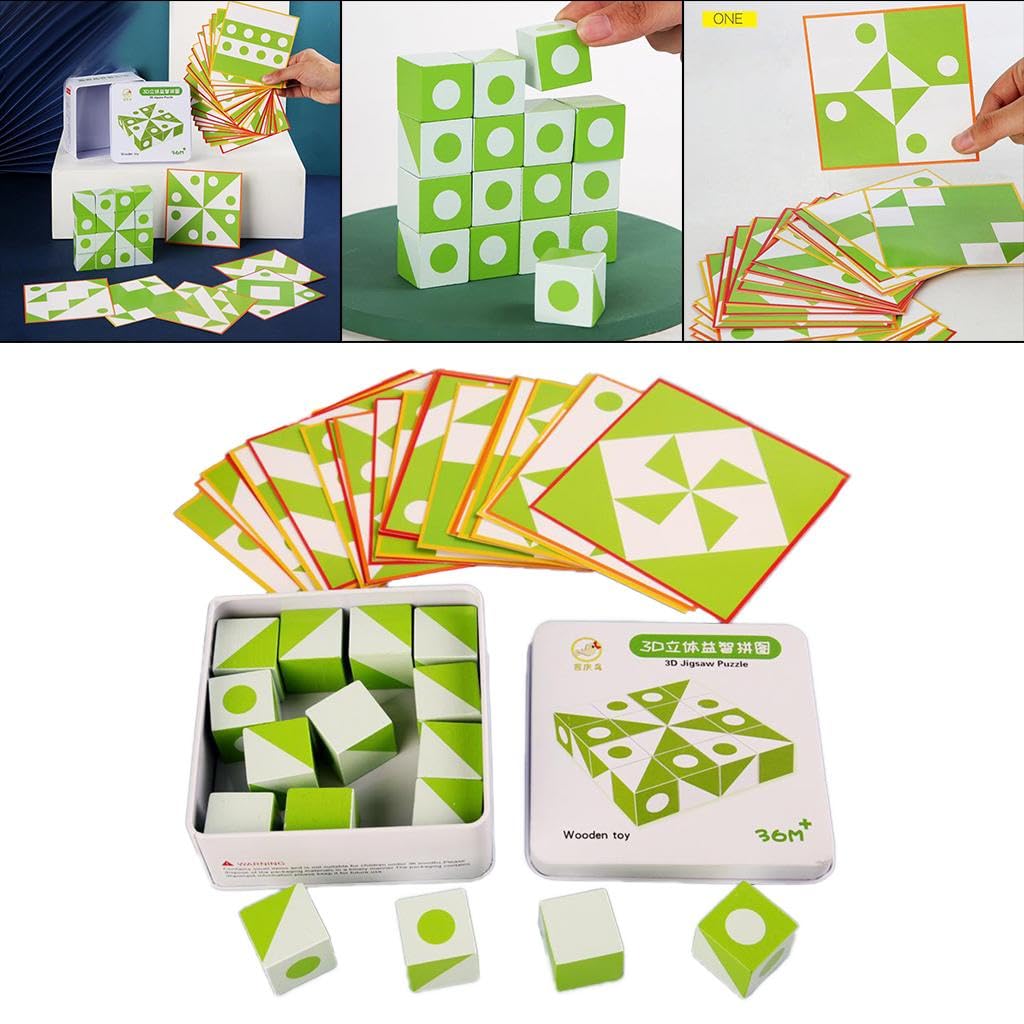 Atorse Fun Wooden 3D Montessori Geometry Puzzles Pattern Blocks Set For Kids 3+|Toys & Hobbies | Preschool Toys & Pretend Play |