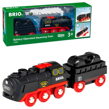 Brio World 33884 Battery-Operated Steaming Train - Press Action Button 3 Sec For Real Cool-To-Touch Steam | Enhances Motor Skill
