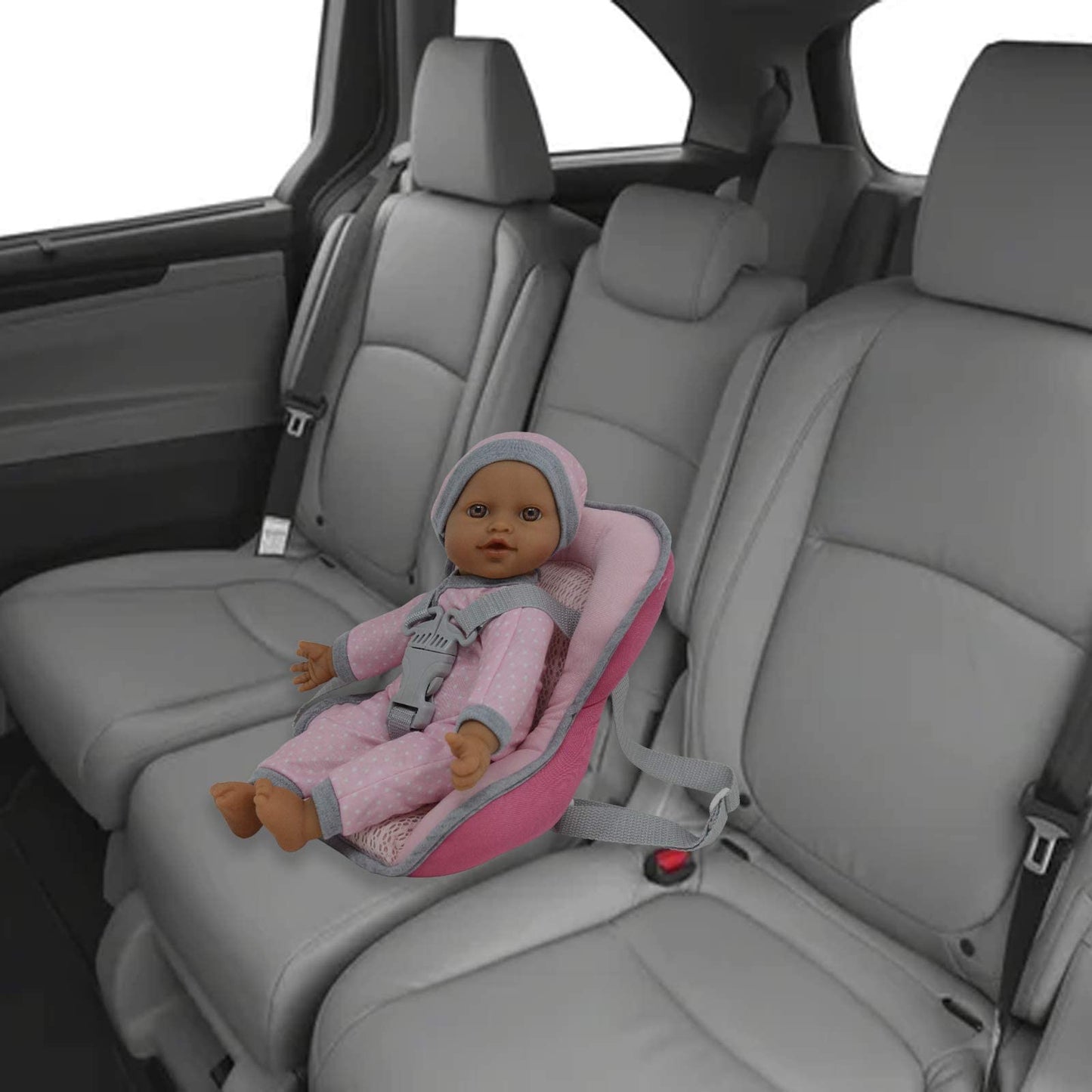 Doll Travel Playset - Baby Doll Car Seat Carrier Backpack With 12 Inch Soft Body Doll Includes Doll Bottles And Toy Accessories … (Hispanic)