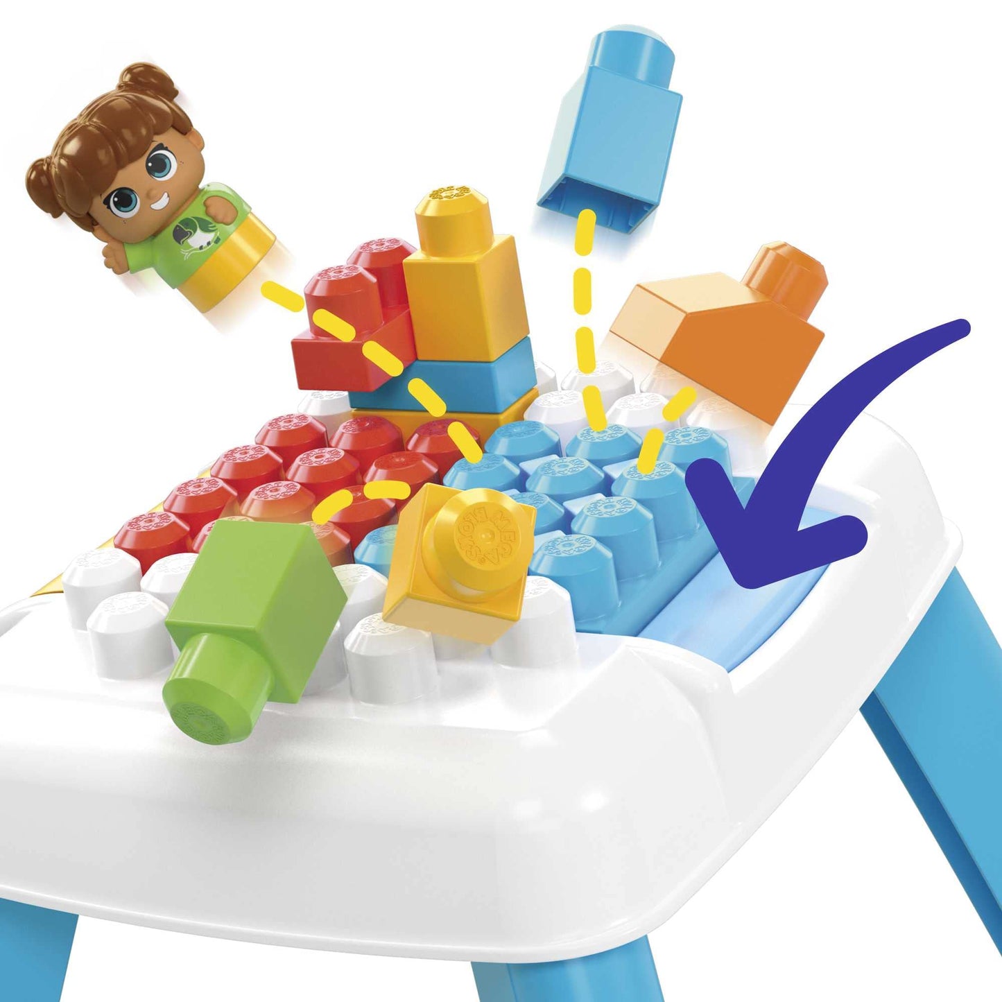 Mega BLOKS Build ‘n Tumble Activity Table Toy Set, 25 Pieces, Multicolor, Model HHM99, Ages 1+