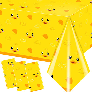 Dydamud Rubber Ducky Birthday Tablecloths, Duck Baby Shower Decorations 40Pcs Cute Yellow Duckie Table Cover For Waddle It Be Ge