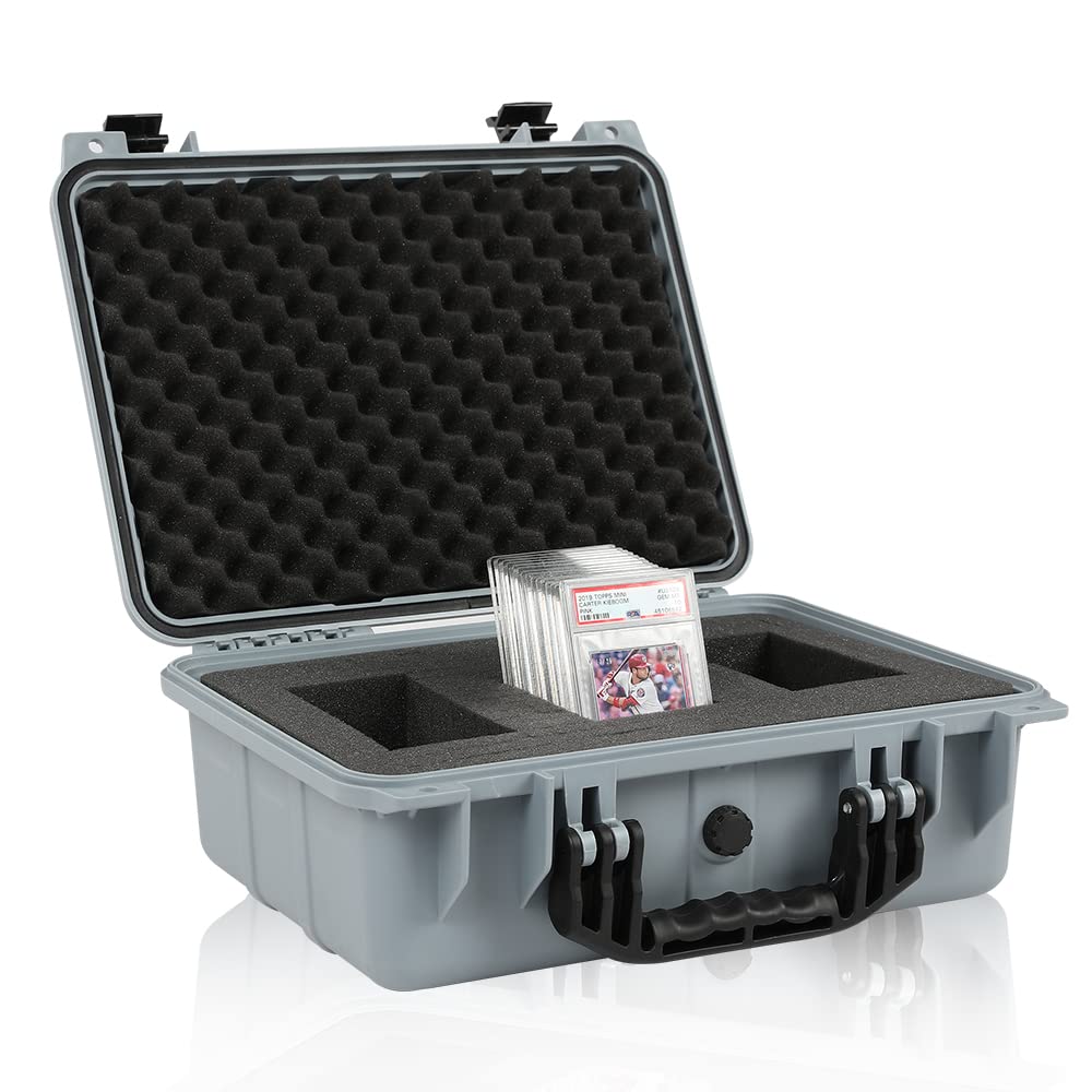 G-Plus Graded Card Storage Box Compatible With Bgs Psa Sgc Fgs Weatherproof Graded Sports Trading Cards(Large, Gray)