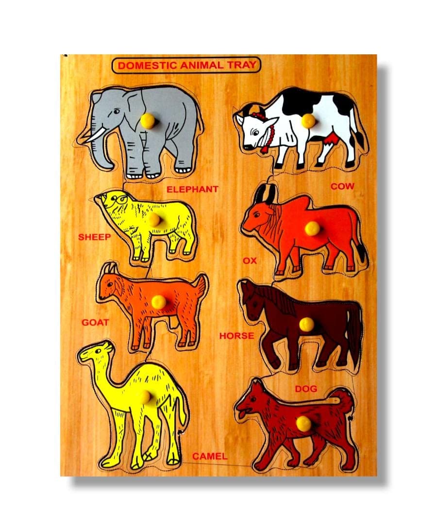 Wooden Domestic Animal Puzzle Board for Kids  Age 3+ years