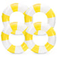 Whaline 4Pcs White Yellow Inflatable Swimming Float Toy Striped Swim Ring Fun Print Pool Lounger Tube for Teen Boy Girl Summer Swimming Beach Party  22.8 Inch