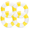Whaline 4Pcs White Yellow Inflatable Swimming Float Toy Striped Swim Ring Fun Print Pool Lounger Tube for Teen Boy Girl Summer Swimming Beach Party  22.8 Inch