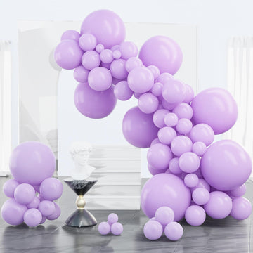 Partywoo Lavender Balloons 100 Pcs Purple Balloons Light Purple Balloons Different Sizes Pack Of 18 12 10 5 Inch Pastel Purple Balloon Arch Kit Balloon Garland As Birthday Party Decorations Purple-Q10