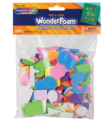 WonderFoam Peel & Stick Letters & Numbers, Assorted Colors & Sizes, 267 Pieces