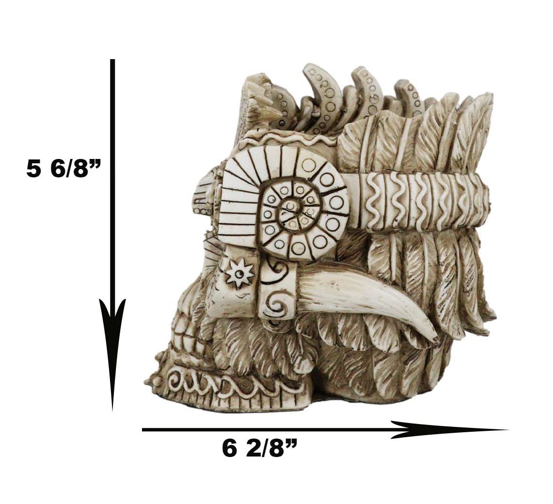 Ebros Aztec Empire Emperor Montezuma Skull Statue Tenochtitlan King Moctezuma I Halloween Skeleton Cranium Head Figurine