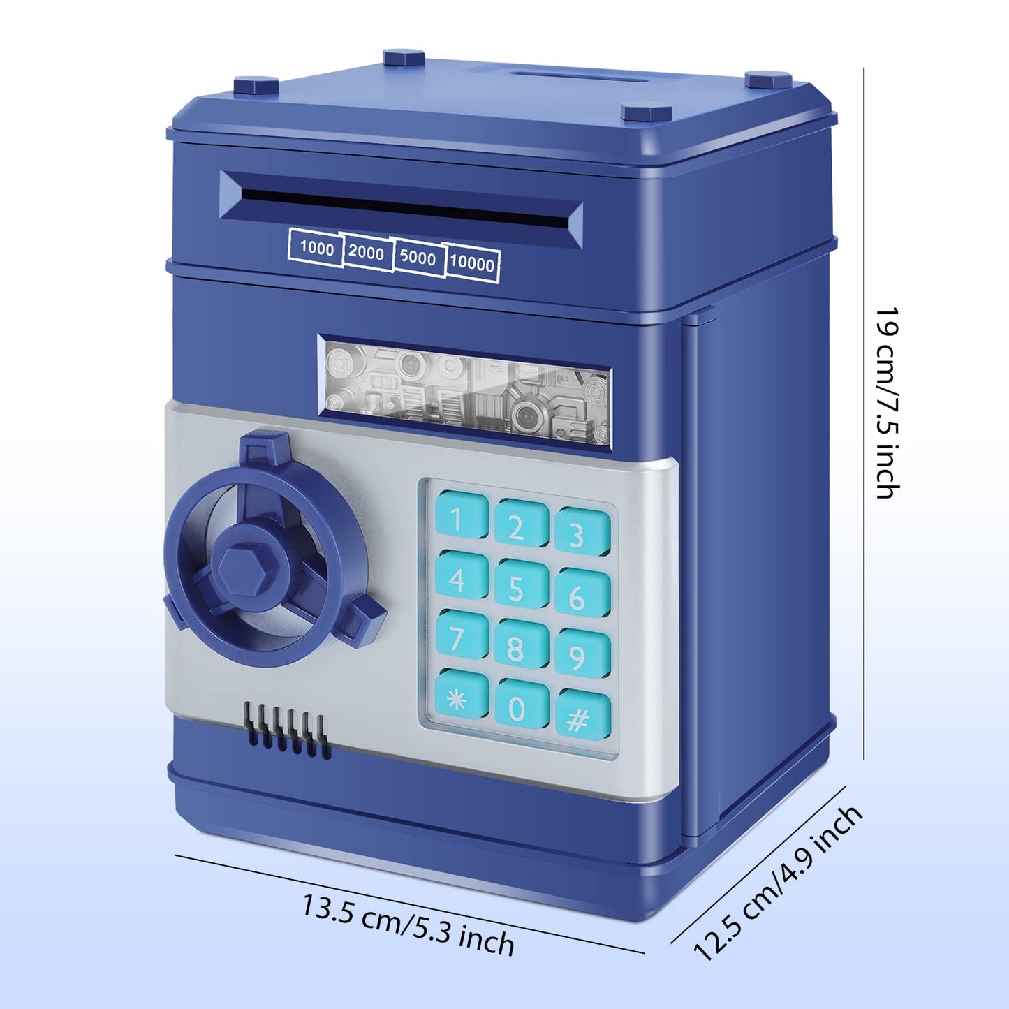 Gudoqi Password Piggy Bank, Digital Electronic Money Bank, Mini Atm Cash Coin Saving Can Toys, Birthday For Kids, Navy