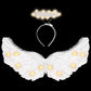 Ttq3Pcs Kid Angel Costume Set Include Girl Angel Dress,Light Angel Wing And Hairband For Halloween Birthday Party Accessories