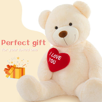 Tezituor Giant Teddy Bear Stuffed Animal 52'' - Big Teddy Bear With Heart - Large I Love You Teddy Bear Plush Toys For Kid Chris