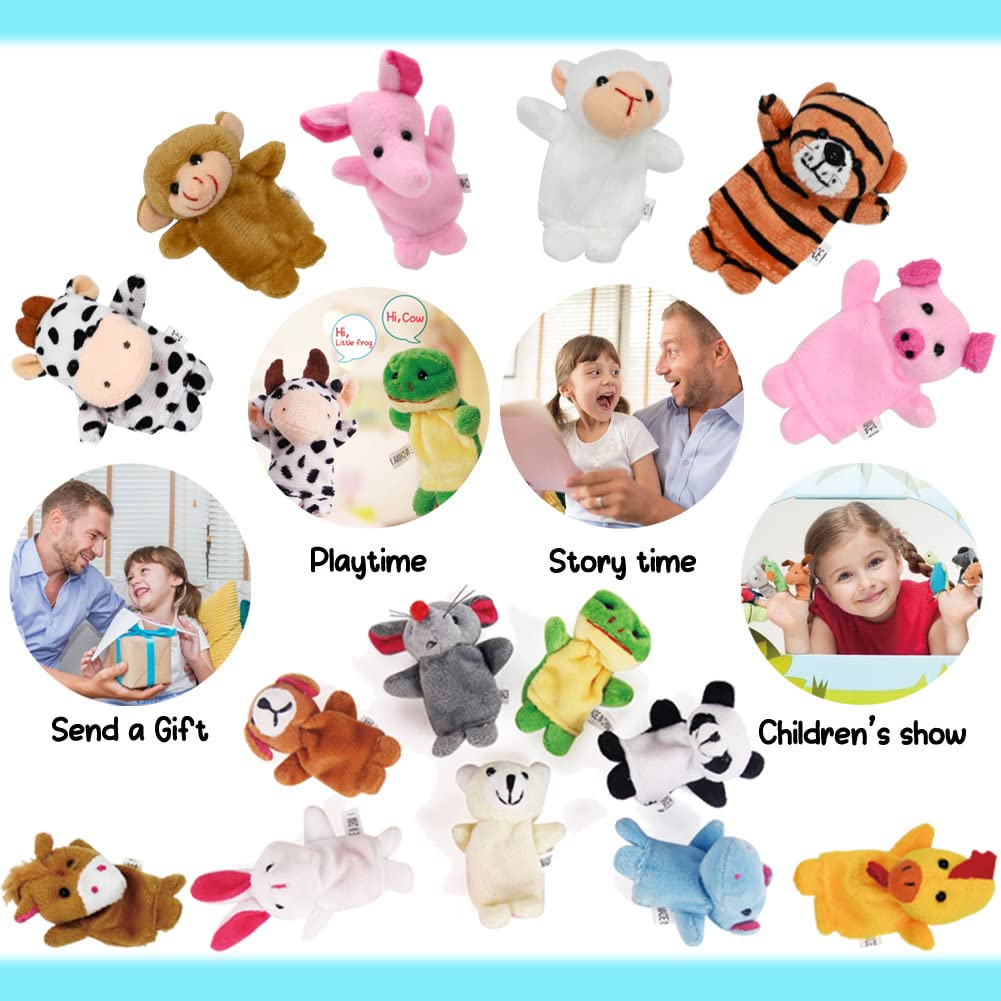 Valentines Day Cards For Kids, 16 Packs Animal Finger Puppet With Valentines Day Card, Plush Finger Puppet Valentines Sets For K