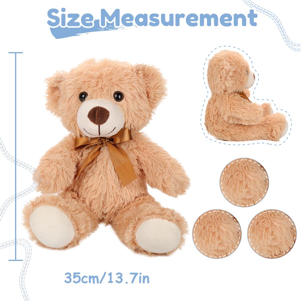 Seyomi Plush Teddy Bear Stuffed Animal, 6 Packs 13.7 Inches Teddy Bear For Baby Shower For Boys Girls Teddy Bear Bulk For Birthday Wedding Party, Light Brown