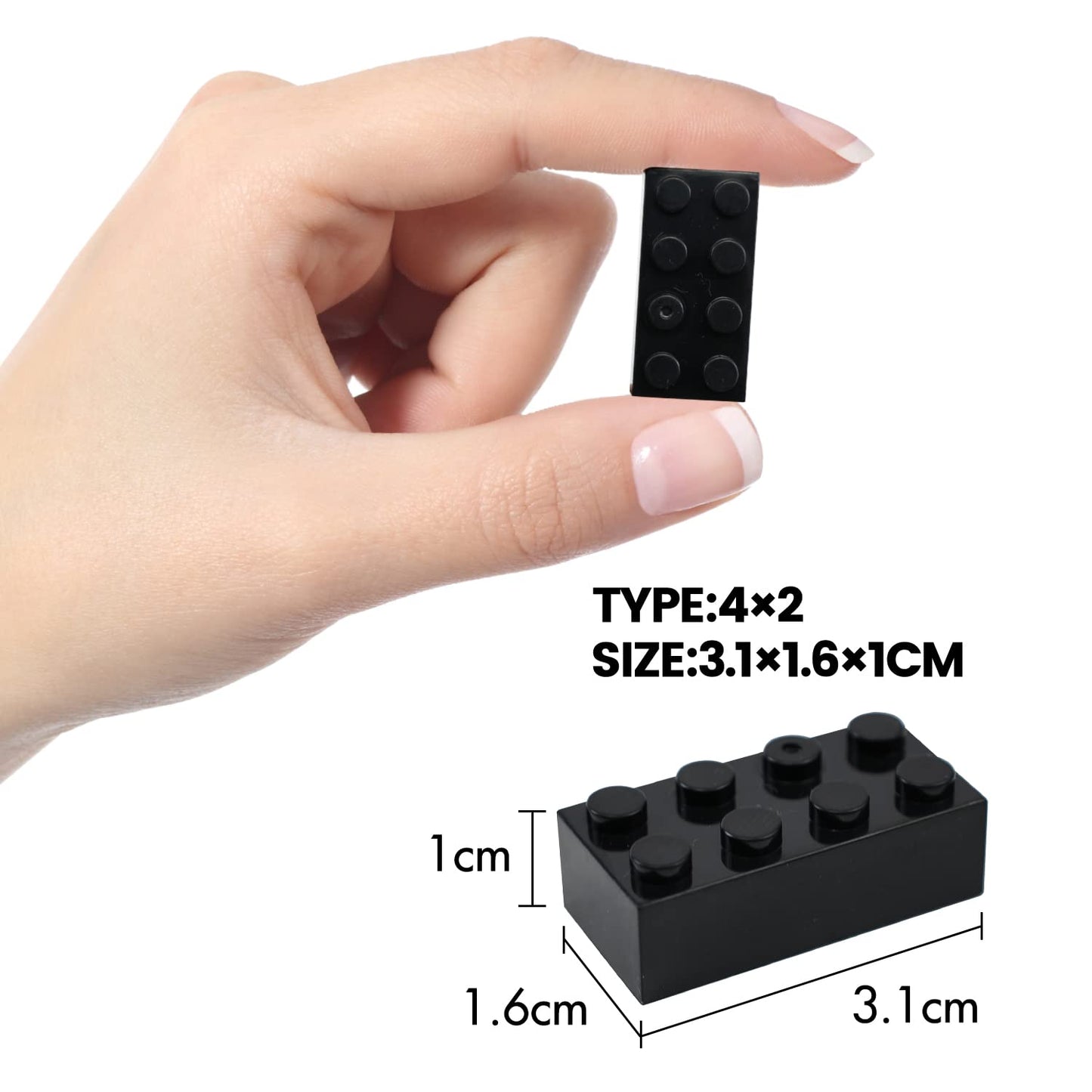Wyswyg Building Bricks 2X4 Stud 140 Pcs, Classic Building Blocks, Building Bricks Only, Compatible, Black.