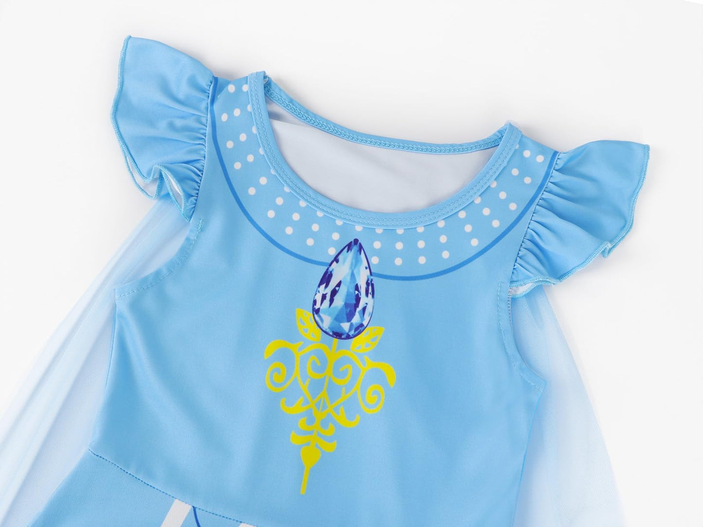 WonderBabe Princess Costume Dresses for Girls Blue Dress Up Clothes Cape for Toddler Girls Fancy Dress Birthday Party size 1-2t