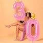 40 Inch Number Balloon 6 Pink, Six Helium Balloons For Birthday Party 16 60 Decorations Anniversary, 6Th Birthday Balloon, Pink
