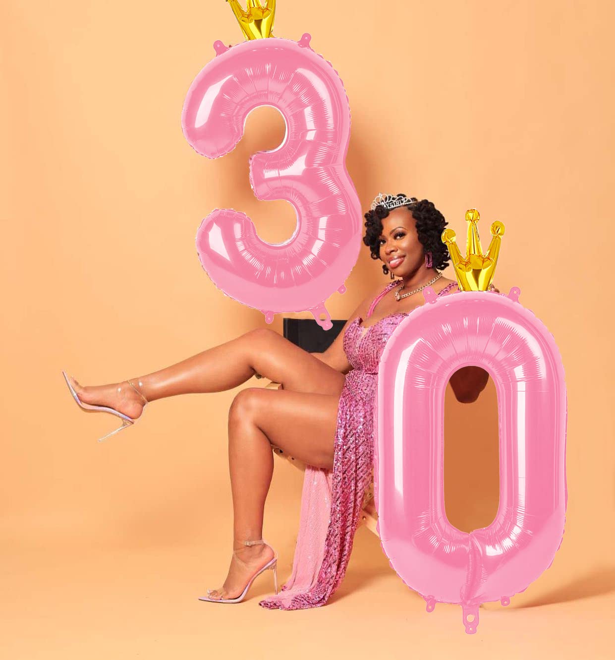 40 Inch Number Balloon 6 Pink, Six Helium Balloons For Birthday Party 16 60 Decorations Anniversary, 6Th Birthday Balloon, Pink