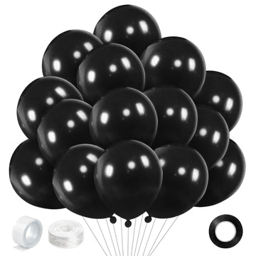 Black Balloons 200Pcs, 5 Inch Small Black Latex Party Balloons, Mini Thick Black Birthday Balloons For Birthday Wedding Decorati