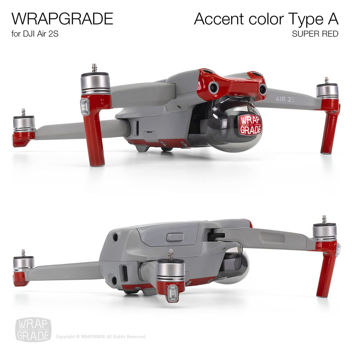 Wrapgrade Skin Compatible With Dji Air 2S | Accent Color A (Super Red)