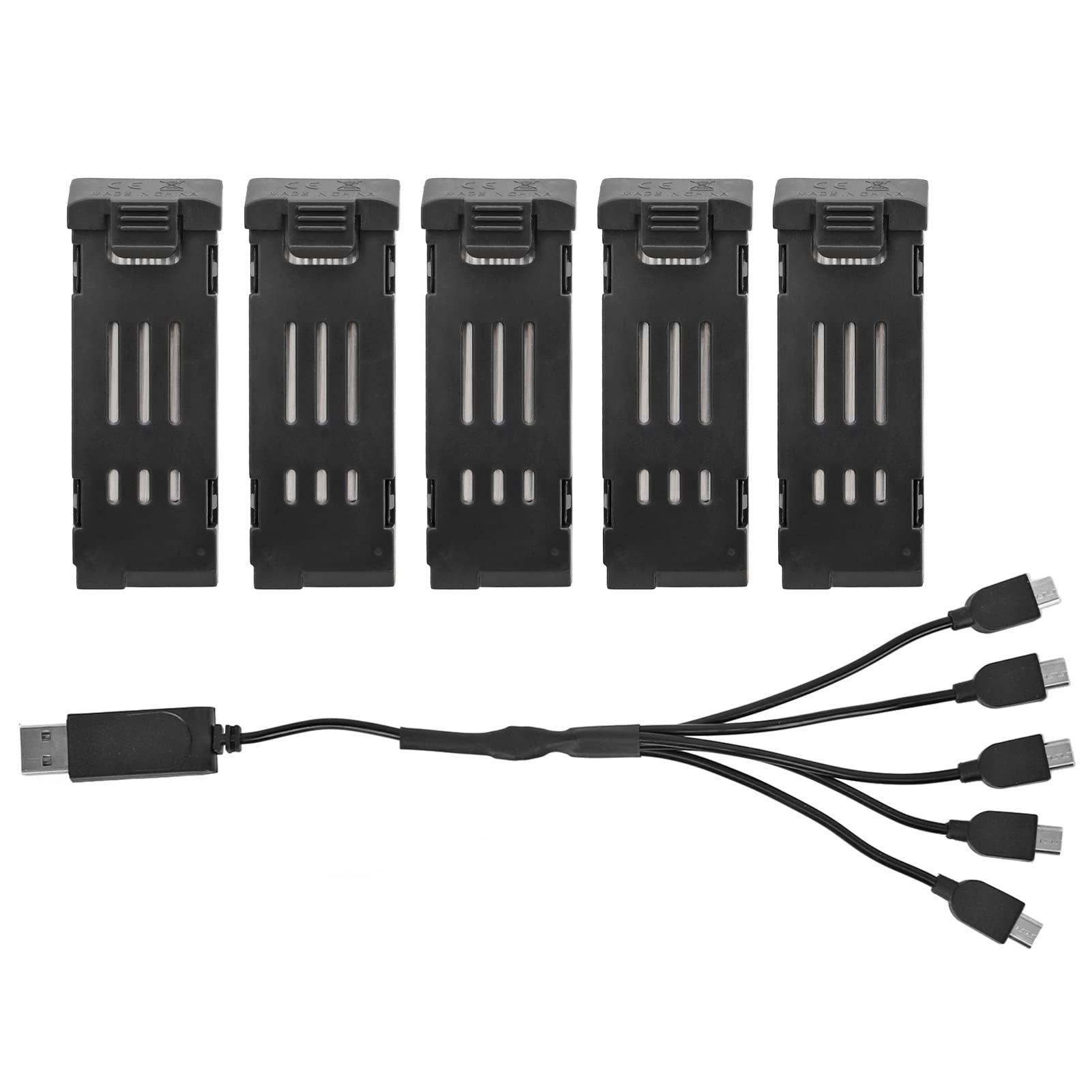 Drone Battery and Charger Cable Combo Set, 3.7V 1200mAH Lithium Battery with 5 in 1 Charger Cable for E58 L800 JY019 RC Quadcopt