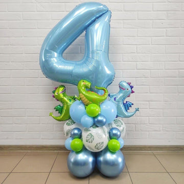 Paticool 40 Inch Blue Number Balloon 4, Large Light Blue Number Foil Mylar Balloons For Birthday Party Celebration Decorations S