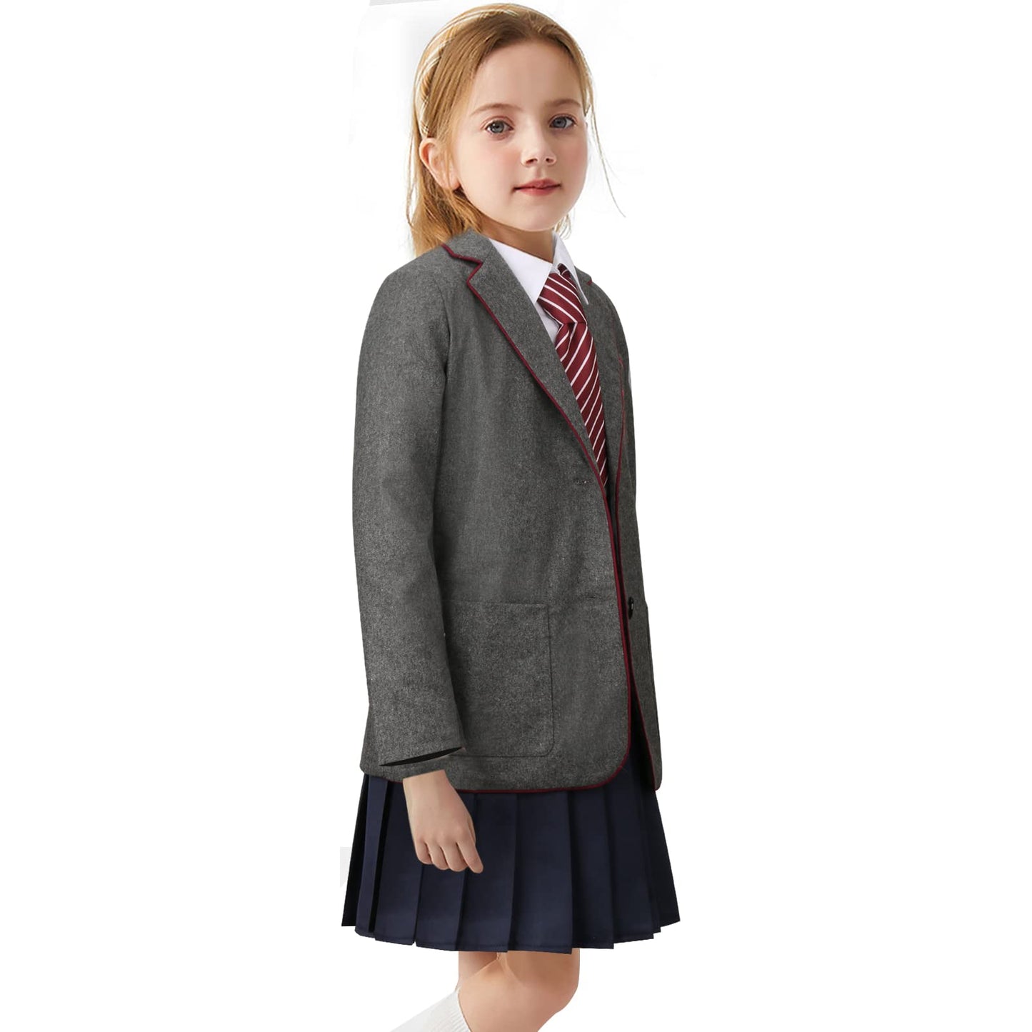 Kids Musical Cosplay Costume Outfit Girls School Uniform Suit Jacket Shirt Skirt Tie Halloween Party Stage Full Set (Large)