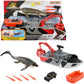 Matchbox Toy Car Playset, Jurassic World 12.5    Dino Boat with 13    Mosasaurus Dinosaur, 1:64 Die-Cast Jeep, Harpoon Missiles 