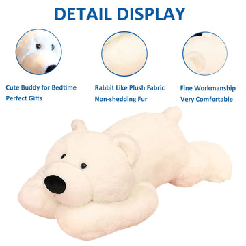 Hronsa Weighted Stuffed Animals, 29.5In 6.2Lbs Weighted Bear Stuffed Animal Toy Cute White Bear Plush Pillow For Adults Boys Girls