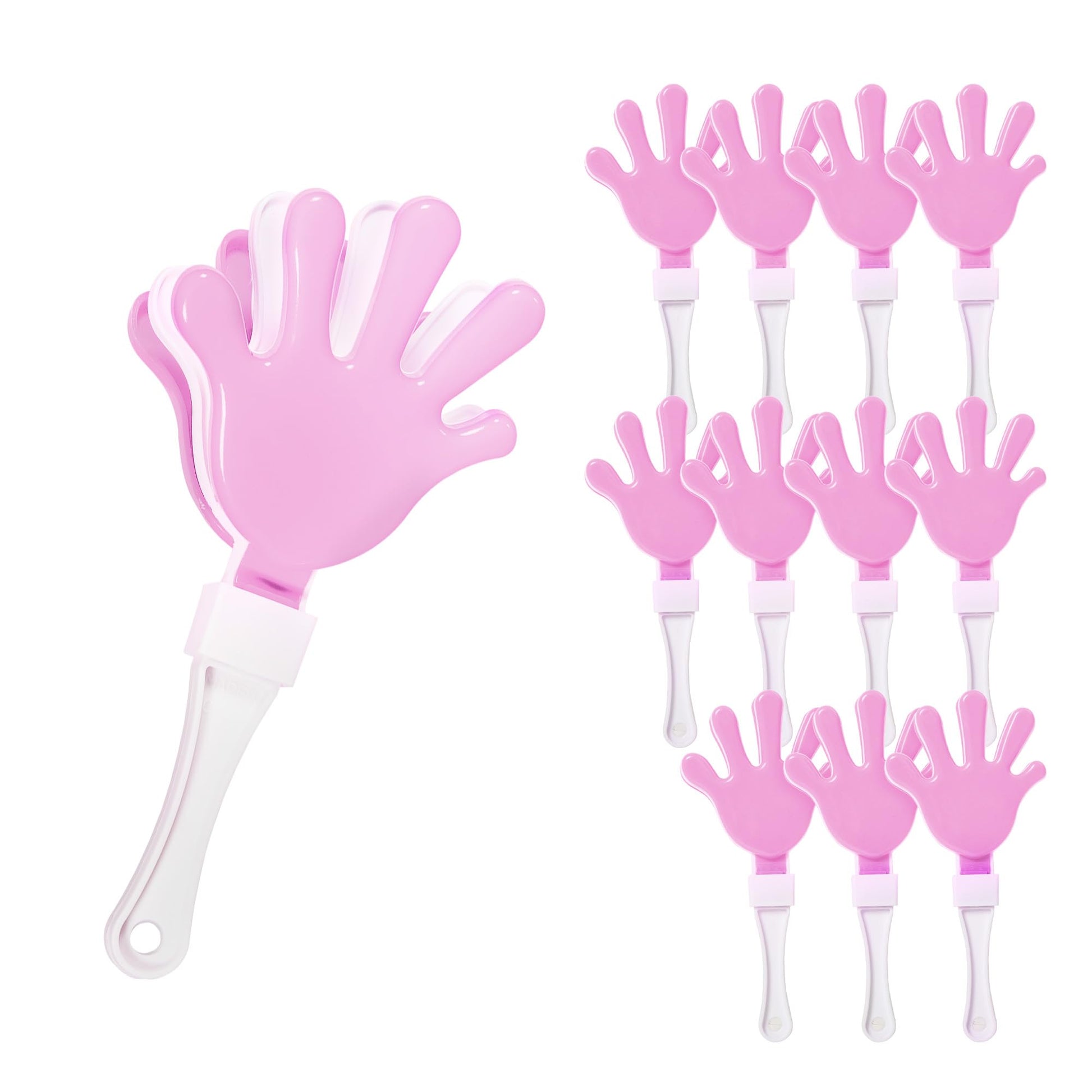 Windy City Novelties 12-Pack 7 Inch Mini Hand Clappers Noisemakers in Bulk (Pink/White)
