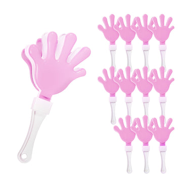 Windy City Novelties 12-Pack 7 Inch Mini Hand Clappers Noisemakers in Bulk (Pink/White)