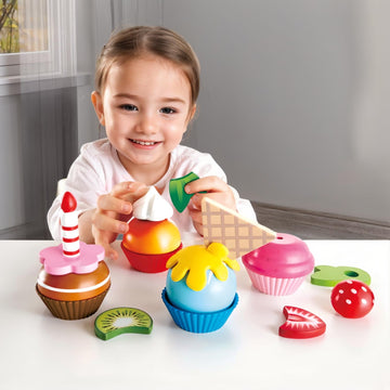 Hape Cupcakes | Colorful Wooden Cupcakes, ChildrenS Pretend Play Food Kitchen Toy
