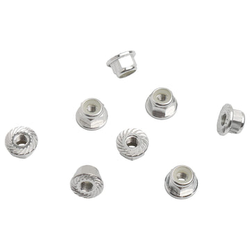 GDOOL 8PCS Flange M4 Lock Nuts Serrated Nylon Self-Tightening Aluminum M4 Wheel Hardware for Axial HPI TLR ECX Model RC Car Vehi