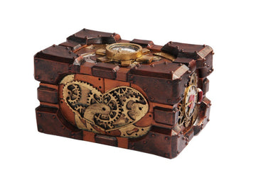 Ptc 7.75 Inch Steampunk Themed Pressure Gauge Box Statue Figurine
